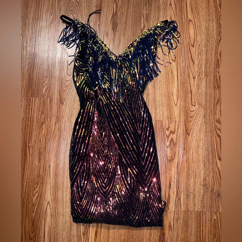 Women’s Sparkly Dress| Fringe Dress| Ombré Colors| Night Out Gown
